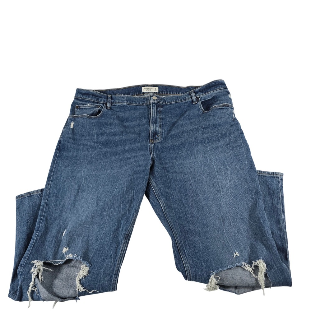 Abercrombie & Fitch The 90s Straight Ultra High Rise Distressed Jeans Blue 22S